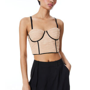 Alice + Olivia Ruched Almond Damia Bustier Top Size 4